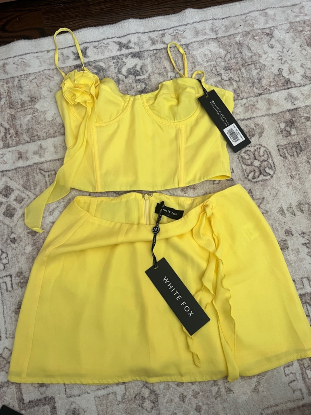 White Fox Boutique Bright Yellow Mini Skirt Set